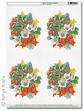 (image for) 3D Decoupage A4 Motif Sheet - Christmas Bouquet (218)