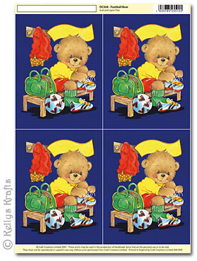 (image for) 3D Decoupage A4 Motif Sheet - Sports, Football Bear (308)