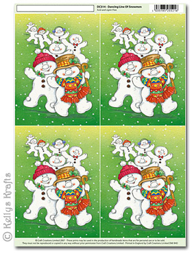 3D Decoupage A4 Motif Sheet - Dancing Snowmen (314)