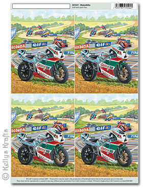 3D Decoupage A4 Motif Sheet - Motorbike, Sports (337)