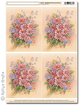 3D Decoupage A4 Motif Sheet - Wedding/Anniversary Flowers (361)
