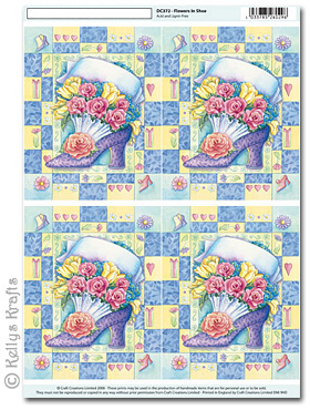3D Decoupage A4 Motif Sheet - Flowers in a Shoe (372)