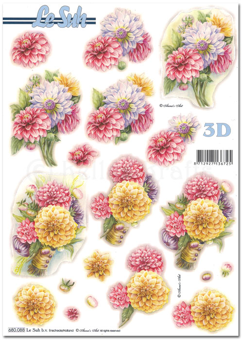 (image for) Die Cut 3D Decoupage A4 Sheet - Floral (680088)