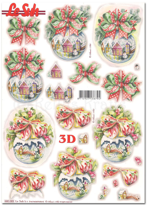 Die Cut 3D Decoupage A4 Sheet - Christmas Baubles (680089)