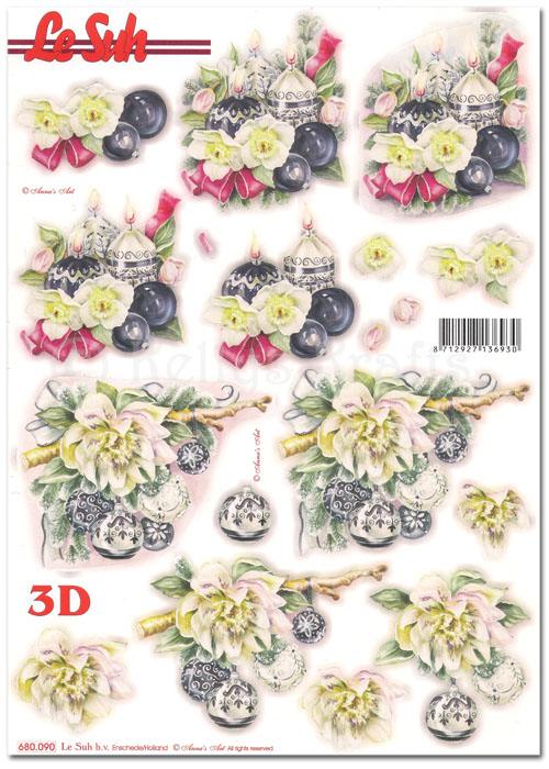 (image for) Die Cut 3D Decoupage A4 Sheet - Christmas (680090)