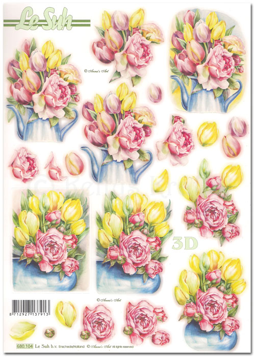 (image for) Die Cut 3D Decoupage A4 Sheet - Floral (680104)