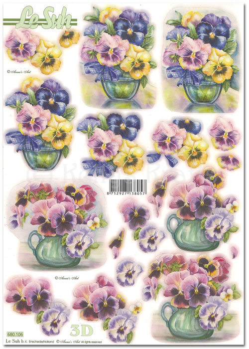 (image for) Die Cut 3D Decoupage A4 Sheet - Floral (680106)