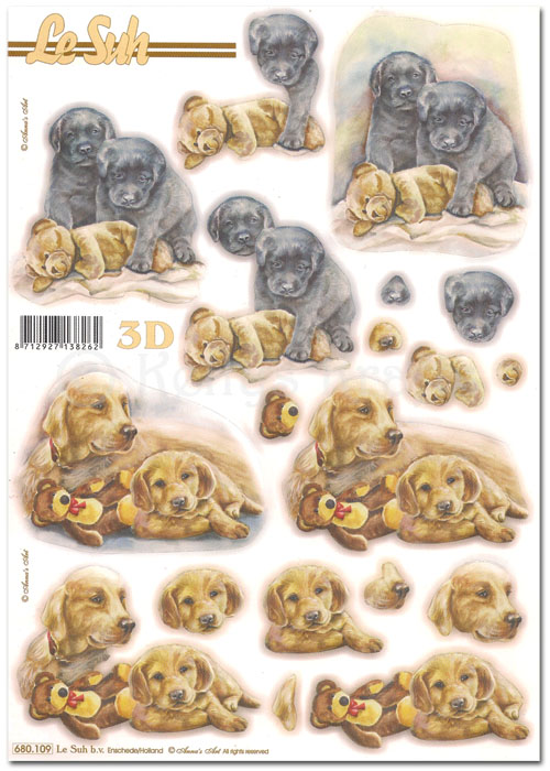 (image for) Die Cut 3D Decoupage A4 Sheet - Dogs (680109)
