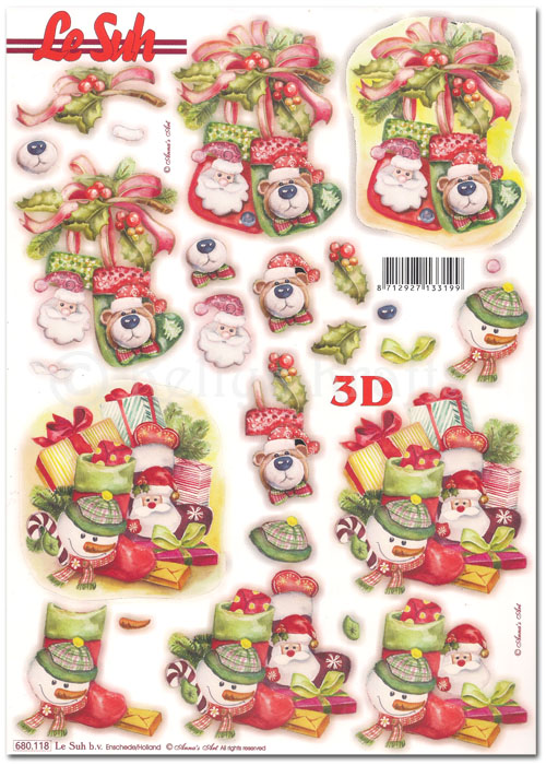 (image for) Die Cut 3D Decoupage A4 Sheet - Christmas Stockings (680118)