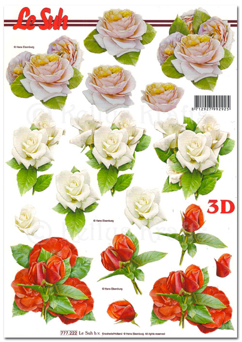 (image for) 3D Decoupage A4 Sheet - Floral (777222)