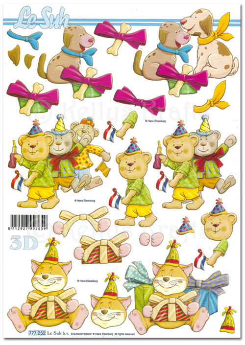 3D Decoupage A4 Sheet - Cartoon Animals (777252)