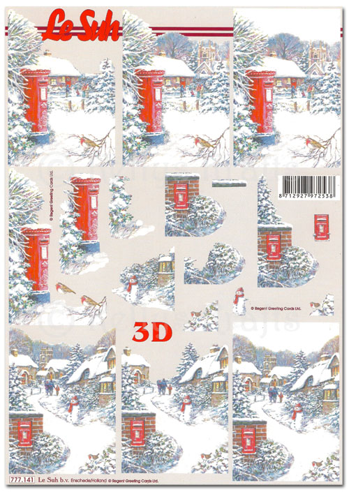 3D Decoupage A4 Sheet - Christmas Post Boxes (777141)