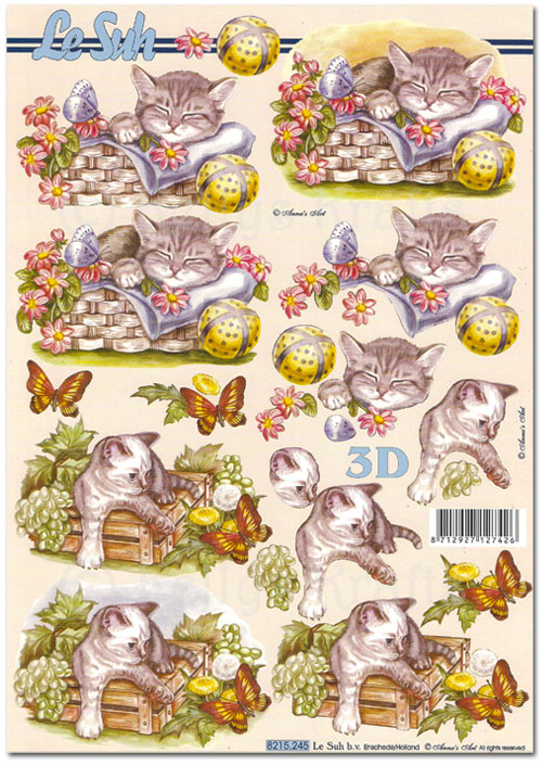 3D Decoupage A4 Sheet - Cats (8215245)