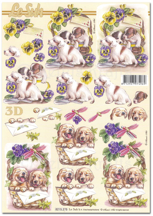 3D Decoupage A4 Sheet - Dogs (8215275)