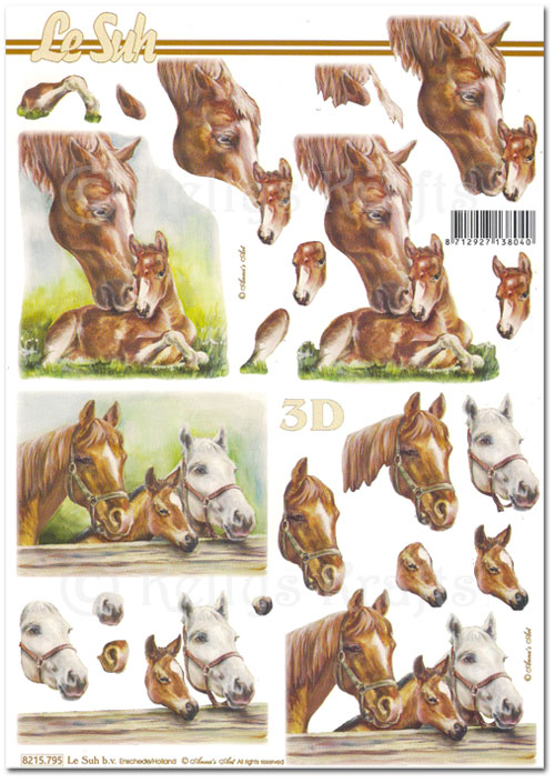 3D Decoupage A4 Sheet - Horses (8215795)