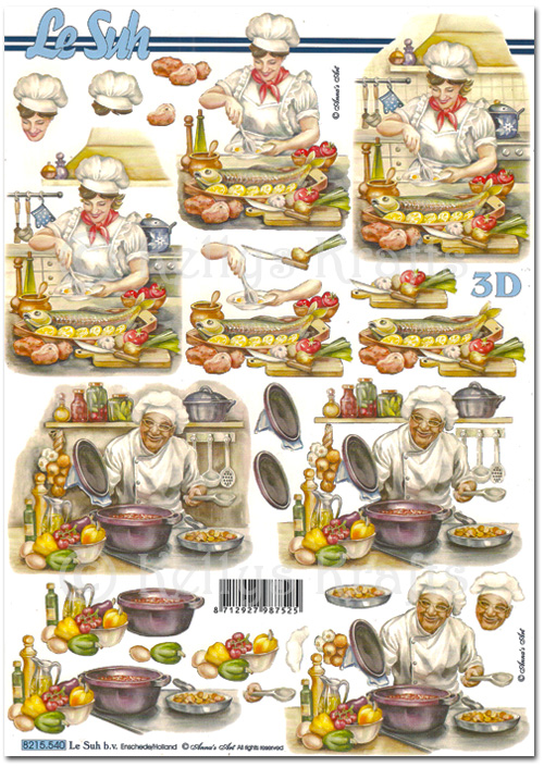 (image for) 3D Decoupage A4 Sheet - Chef/Cooking (8215540)