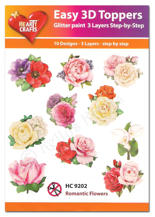 Die Cut Decoupage Topper Set, 10 Designs - Romantic Flowers (HC9202)
