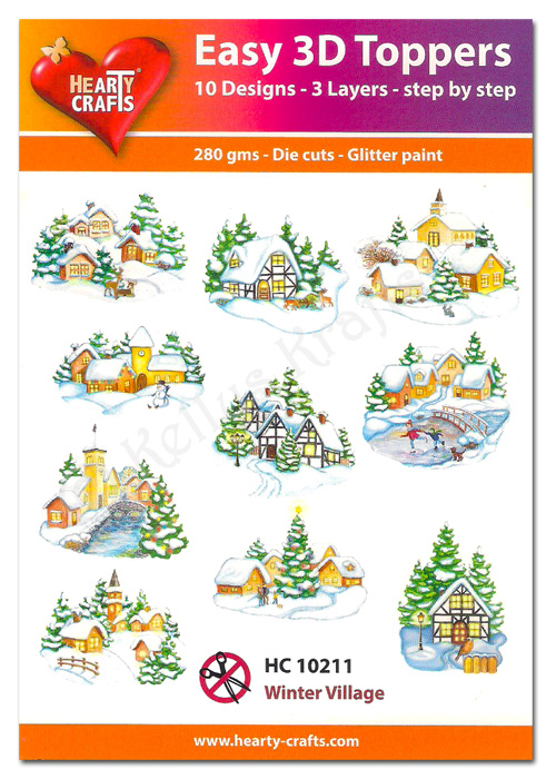 Die Cut Decoupage Topper Set, 10 Designs - Winter Villages (HC10211)