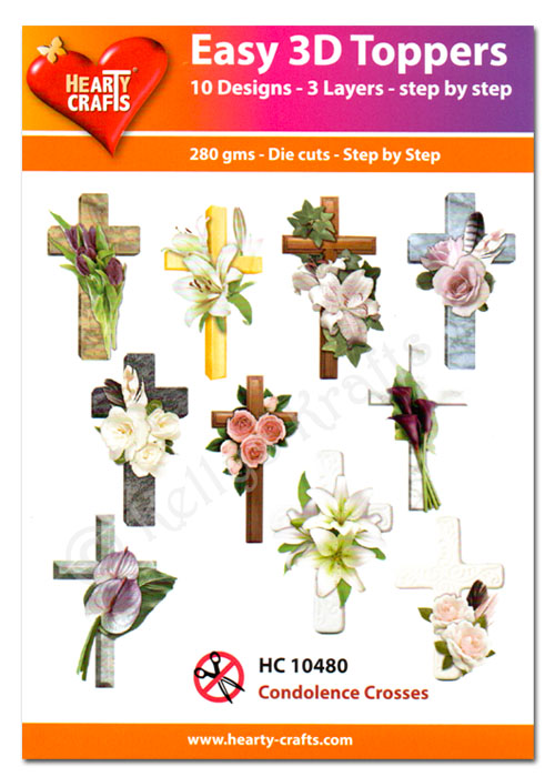 Die Cut Decoupage Topper Set, 10 Designs - Condolence Crosses (HC10480)
