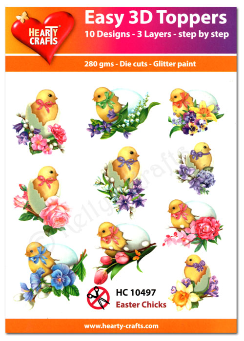Die Cut Decoupage Topper Set, 10 Designs - Easter Chicks (HC10497)