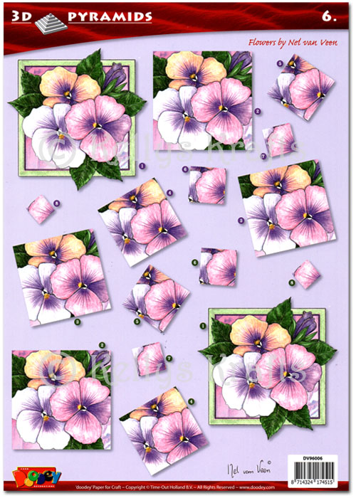 3D Pyramid Decoupage A4 Sheet - Floral/Flowers (DV96006)