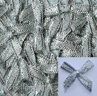 Pack of Silver Fabric Ribbon Bows