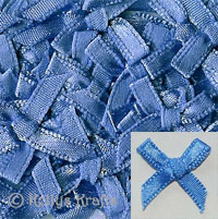 Pack of Mid Blue Fabric Ribbon Bows - Click Image to Close