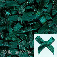 Pack of Dark Green Fabric Ribbon Bows - Click Image to Close