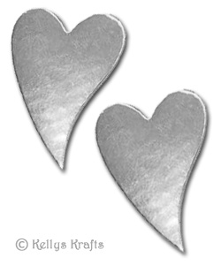 Silver Die Cut Bendy Primitive Hearts, Large (Pack of 5) - Click Image to Close