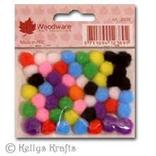 Fluffy Pom Pom Embellishments, Mixed Colours (1 Packet) - Click Image to Close