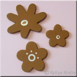Wooden Flower Embellishments, Brown (3 Pieces) - Click Image to Close