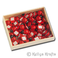Red/Black Ladybird Ladybug Wooden Embellishments (1 Box)