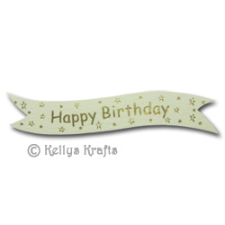 Die Cut Banner - Happy Birthday with Stars, Gold on Cream (1 Piece) - Click Image to Close