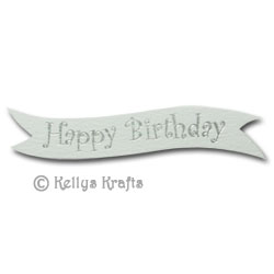 Die Cut Banner - Happy Birthday, Silver on White (1 Piece) - Click Image to Close