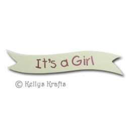 Die Cut Banner - It's A Girl, Pink on Cream (1 Piece) - Click Image to Close