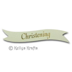 Die Cut Banner - Christening, Gold on Cream (1 Piece) - Click Image to Close