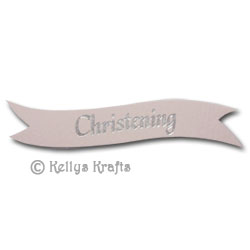 Die Cut Banner - Christening, Silver on Pink (1 Piece) - Click Image to Close