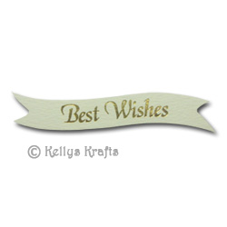 Die Cut Banner - Best Wishes, Gold on Cream (1 Piece) - Click Image to Close