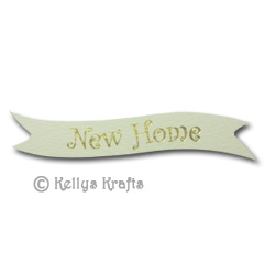 Die Cut Banner - New Home, Gold on Cream (1 Piece) - Click Image to Close