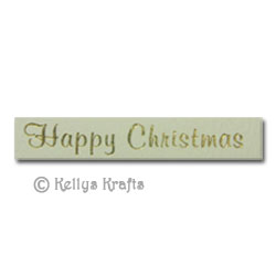 Die Cut Banner - Happy Christmas (straight), Gold on Cream (1 Piece) - Click Image to Close