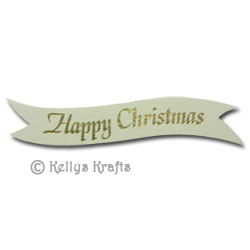 Die Cut Banner - Happy Christmas, Gold on Cream (1 Piece) - Click Image to Close