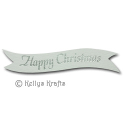 Die Cut Banner - Happy Christmas, Silver on White (1 Piece)