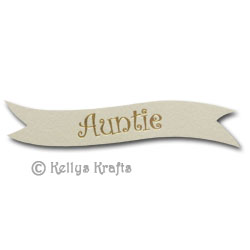 Die Cut Banner - Auntie, Gold on Cream (1 Piece) - Click Image to Close