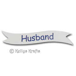 (image for) Die Cut Banner - Husband, Blue on White (1 Piece)