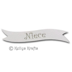 Die Cut Banner - Niece, Silver on White (1 Piece) - Click Image to Close