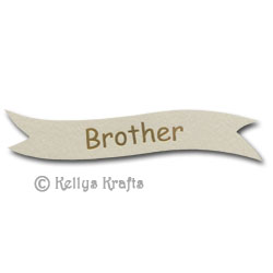 Die Cut Banner - Brother, Gold on Cream (1 Piece) - Click Image to Close