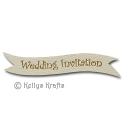 Die Cut Banner - Wedding Invitation, Gold on Cream (1 Piece) - Click Image to Close