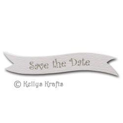 Die Cut Banner - Save the Date, Silver on White (1 Piece)