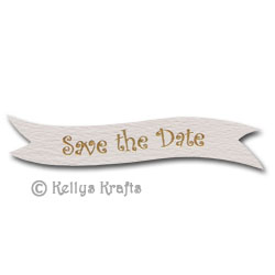 Die Cut Banner - Save the Date, Gold on White (1 Piece)