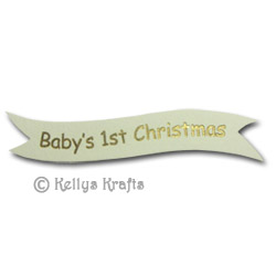 Die Cut Banner - Baby's 1st Christmas, Gold on Cream (1 Piece) - Click Image to Close